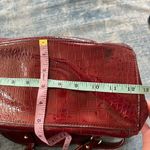 Anne Klein Dark Red Faux Patent Croc Leather Handbag w Gold Colored Accents Photo 7
