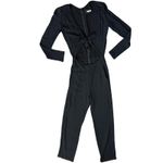 Reformation Black Ferris Textured Cut Out Tie Front Long Sleeve Jumpsuit size 0 Photo 13
