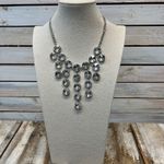 Silver Rhinestone Statement Necklace Waterfall Bib Glam Y2K Party Jewelry Photo 1
