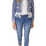 Lovemystyle Blue And White Aztec Print Jacket With Tasselled Hem UK 10 US 6 NWOT Photo 1