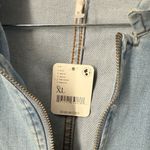 Free People  Women's New Lennox Zip Front Denim Jumpsuit Light Wash Size XL‎ Photo 3