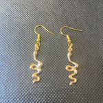 Handmade Gold tone Snake Earrings , Gold drop dangle earrings Snake Gothic Y2k , Punk Classy Photo 4