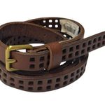 Gap New Belt Womens Medium Brown Cow Leather Skinny Perforated Brass Buckle Photo 0