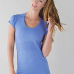 Lululemon Swiftly Tech Run Short Sleeve Shirt Heathered Lullaby blue sz 6 Small Photo 0