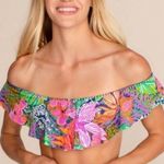 Trina Turk  Tropical Escape Floral Bandeau Off Shoulder Ruffle Bikini top Size 12 Photo 0