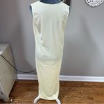 Vintage Pale Yellow Floral Embroidered Long Nylon Nightgown lingerie Small Tie Photo 4