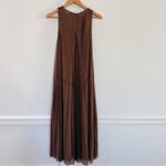 Vince  Brown High Neck Pleated Midi Dress Size Large Photo 3