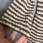 EXPRESS  Y2K Babydoll Knit Top Size S  Brown Beige Striped 3/4 Sleeve Longline Photo 3