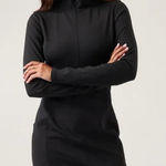 Athleta  Sweater Dress Medium Black Quarter Zip Bodycon Sporty Office Preppy Photo 0