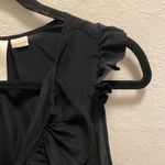 Maeve  Black Ruffle Silk Sleeveless Blouse. Photo 6