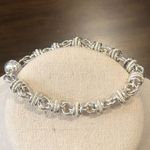 Sterling Silver Double Open Link Magnetic Clasp Bracelet Photo 1