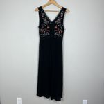 World Market Dress Womens Small Medium Black Embroidered Floral Maxi Boho India Photo 15