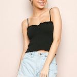 Brandy Melville  Smocked Ally Tank Top - Black Photo 1