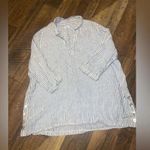 Sigrid Olsen  linen 1x blouse striped top mother of Pearl buttons $140 Photo 1