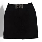 Ralph Lauren Lauren Black Denim Double Buckle Stretchy Pencil Skirt Size 12 Photo 0