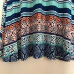 Planet Gold Blue Multicolor Geometric Stripes Tent Mini Summer Tank Top Dress Photo 2