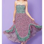 Free People  One I Love Midi Dress Classic Combo Blue Red Floral Size XS Photo 0