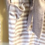 Anne Klein Beige/White Striped Cotton Blend Robe Tie /Belt Closure EUC S Photo 3
