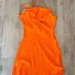 Windsor NWT  Orange sleeveless strappy cowl neck satin slip mini dress in small Photo 1