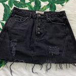 We The Free Distressed Button Fly Denim Mini Skirt Photo 0