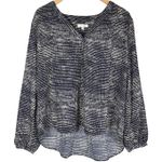 Nine Britton  Deep Navy V Neck Long Sleeve‎ Dotted Blouse M NWT Photo 0