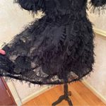 Endless Rose Gridded Mesh Feathered Puff Sleeve Mini Dress Black Sz XS Photo 13