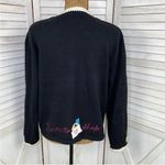 Berek Vintage 90s Born To Shop Embroidered Appliqué Cardigan Sweater Black XL Black Photo 3