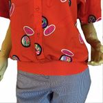 Diane Von Furstenberg VINTAGE 1990'S  TOMATO RED NOVELTY BLOUSE (M) Photo 6