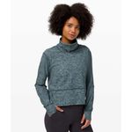 Lululemon Pullover Womens 4 Heathered Blue Fleece Ready To Rulu Funnel Neck Photo 2