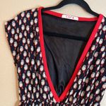 CORA Fit & Flare Deep V Neck Navy Red Bird Dress Size Small Blue Photo 1