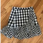 J Crew Skirt Womens 2 Black White Gingham Mini Asymmetric Ruffle Wrap A Line Photo 1