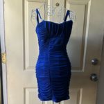 Chic Royal Blue Ruched Mini Dress Photo 1