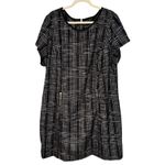Sharagano Woman 22W Black Gray Plaid Dress A-Line Career Casual Zip Pockets Photo 9
