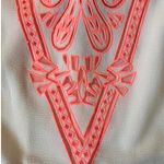 Sugar Lips Nautical chic embroidered fit & flare dress | neon orange cream blue Photo 5