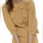 ZARA  Mustard Peplum Sweater with Puff Sleeves Sz S LN Cotton Blend Photo 0