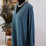 Ella Moss Women's Size XXL  Sweater Pullover Ribbed V-Neck Blue Soft Long Sleeve Photo 1