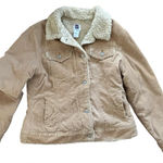 Gap Y2K Corduroy Sherpa Lined Trucker Jacket Sz L Tan Button Up Western Rodeo Photo 1