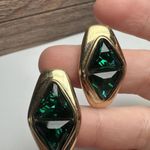 Swavorski Swarovski Crystal Green Gold Tone Stud Pierced Earrings (Swan Marked) Photo 3