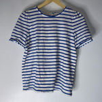 Boden White Blue Stripe Ricrac Trim Short Sleeve T Photo 0