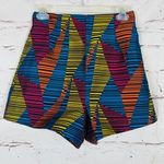 BCBGMAXAZRIA  Womens Geometric High Rise Waist Hot Pants Multicolor Shorts Size 0 Photo 0
