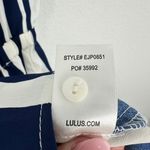 Lulus ‎ Striped Strapless Romper Women's Size L Blue White Ruffle Layered Casual Photo 6