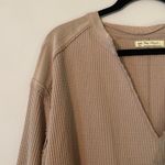 We The Free  Pink V-neck Thermal Henley Top Oversized Lounge Women's size Small Photo 2