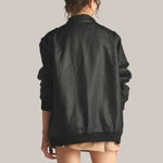 Members Only NWT Faux Leather Iconic Racer Oversized Jacket Photo 1