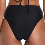 Relleciga Bikini Bottom Black High Cut High Waisted Swim Bottom Sz S NWT Photo 3