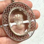 Whiting & Davis Vintage reversible carved clear glass cameo pendant necklace Photo 0