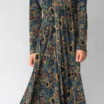 Natural Life  Blue and Gold Floral Long Sleeve Dress Photo 0
