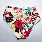 Kona Sol  Brown Floral Ribbed Swim Beach Cheeky Flirty Boho Bikini Bottom Large Photo 1