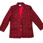 Vintage Alfred Dunner Plaid Blazer Wool Suit Jacket Coat USA 14P 10 12 14 Petite Red Photo 3