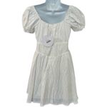 Princess Polly  White Caria Puff Short Sleeve Cut Out Mini Dress size 0 NEW Tags Photo 7