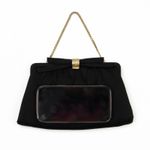 1950s Vintage After Five Black Clutch Bag Evening Bag With Bow Chain Strap Photo 3